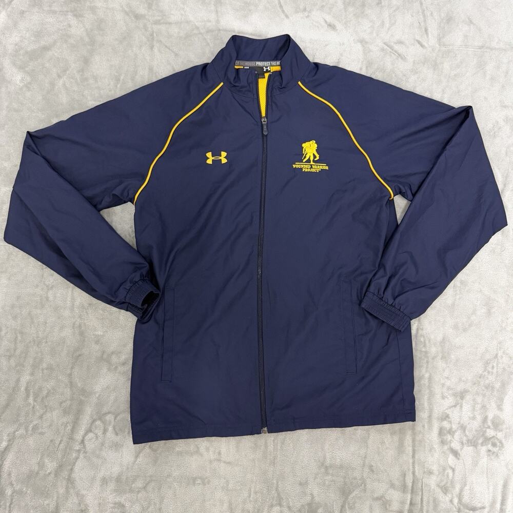 Under Armour Jacket Mens Small Blue Wounded Warrior Project Full Zip Windbreaker